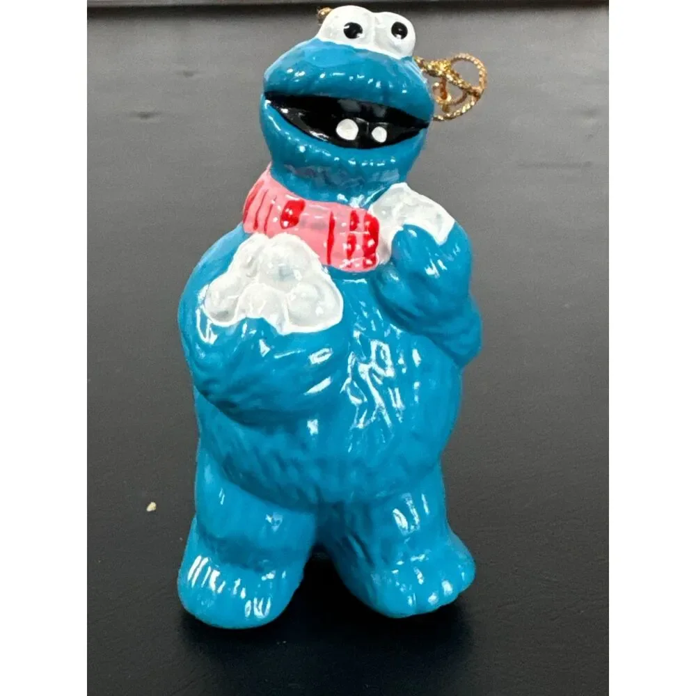 2 Sesame Street Cookie Monster Ceramic Ornaments